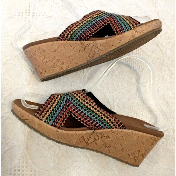 Skechers Woven Beverlee Delighted Mid Heel Wedge Sandals Luxe Foam Women - 7M - Picture 3 of 7